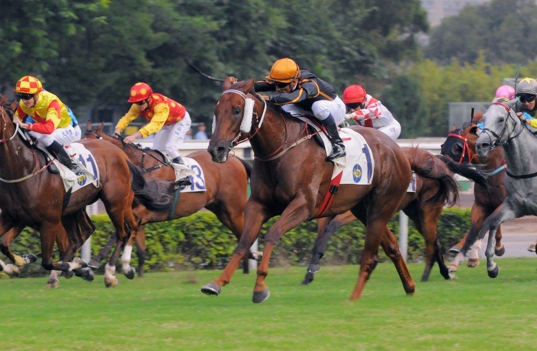 Race 9, Able Friend, ridden by Karis Teetan, won the Premier Bowl(HK Group 2, 1200m) at Sha Tin. 25OCT15