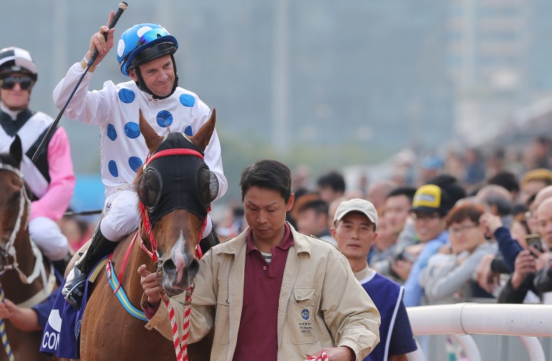 <p>Leading handler believes that Contentment, who won his first feature on Sunday, is the best-named horse in Hong Kong</p>