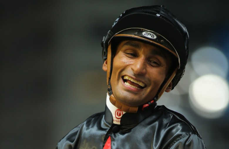 Karis Teetan celebrates one of his 16 winners so far this season. Photos: Kenneth Chan.