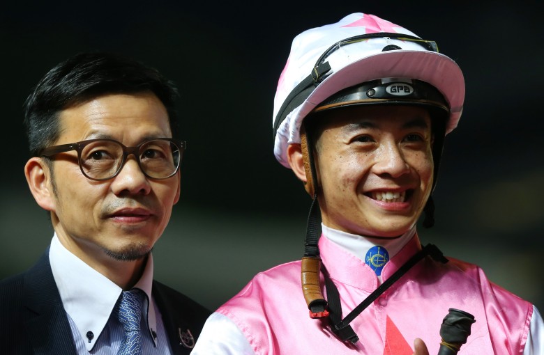 The freshman trainer lands a double at Sha Tin on Wednesday night and is now just seven wins behind his former mentor John Size for the most ever in a debut season