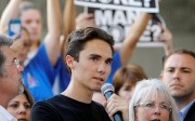 David Hogg, a senior at Marjory Stoneman Douglas High School, speaks at a rally calling for more gun control three days after the shooting at his school, in Fort Lauderdale, Florida. Photo: Reuters