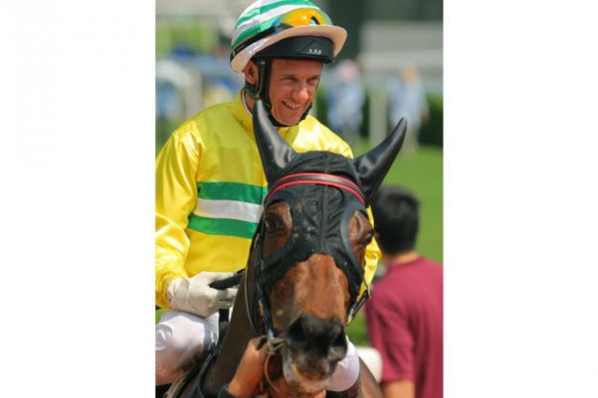 A happy Brett Prebble and Hong Kong Fat after their win.