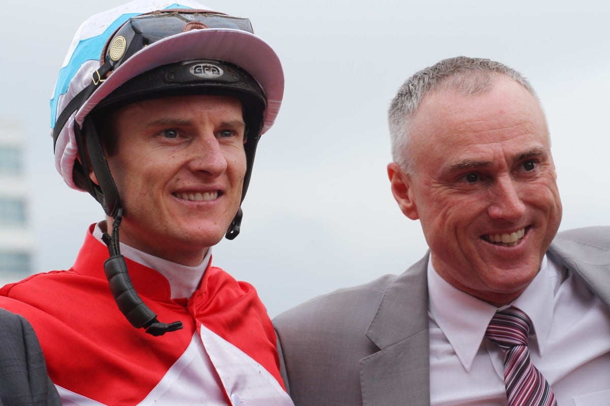 Zac Purton and Paul O'Sullivan after the win of Bernard's Choice on Saturday. 