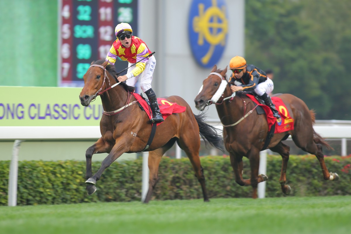Designs on Rome (Tommy Berry) was able to turn the tables on Able Friend (Joao Moreira) in the Classic Cup. 
