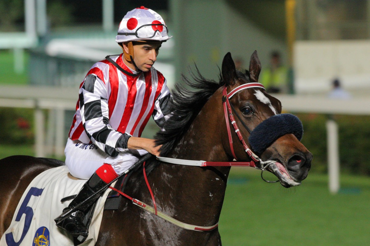 Joao Moreira returns to the winner's circle on Harbour Master after his dominant win in March. Photo: Kenneth Chan