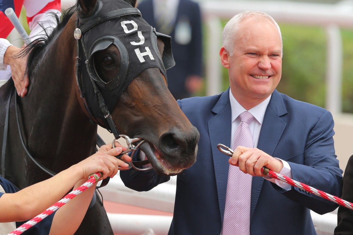 David Hall with his horse Gold Tartini, who has had to miss two Happy Valley meetings in a row. Photo: Kenneth Chan