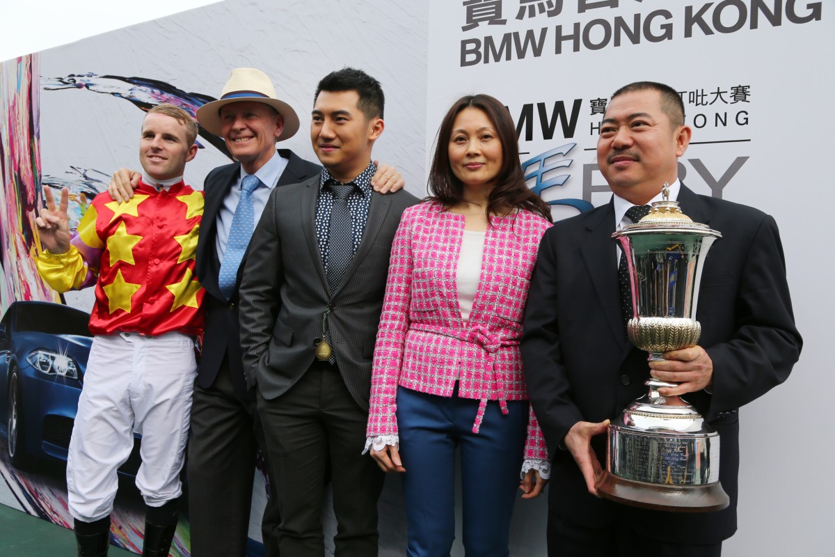 All every owner in Hong Kong wants is to be in the position that Cheng Keung-fai was in earlier this year - a Derby-winning owner. Here, jockey Tommy Berry, trainer John Moore and the connections celebrate Designs On Rome's Derby triumph. Photo: Kenneth Chan