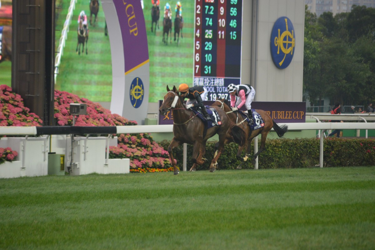 Able Friend races away to beat Beauty Flame in the Queen's Silver Jubilee Cup.