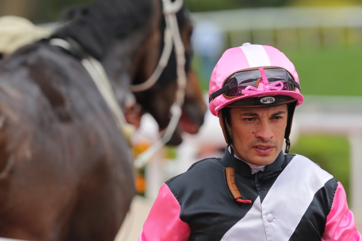 Silvestre de Sousa returns to the winner's circle after steering Beauty Love to an easy success for Tony Cruz. Photo: Kenneth Chan