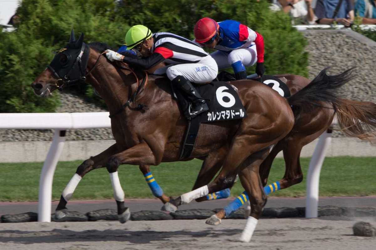 Joao Moreira gets his sixth winner with five-year-old gelding Curren Matador (No 6) at Sapporo Racecourse on Sunday. Photo: Hong Kong Jockey Club