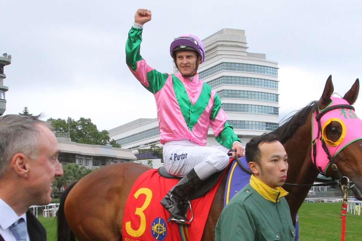 Trainer Paul O’Sullivan and jockey Zac Purton are happy with how sprint star Aerovelocity is coming along this preparation. Photos: Kenneth Chan