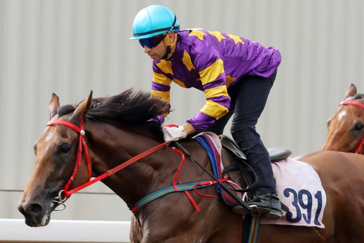 Joao Moreira rides Southern Express in a trial. Photos: Kenneth Chan