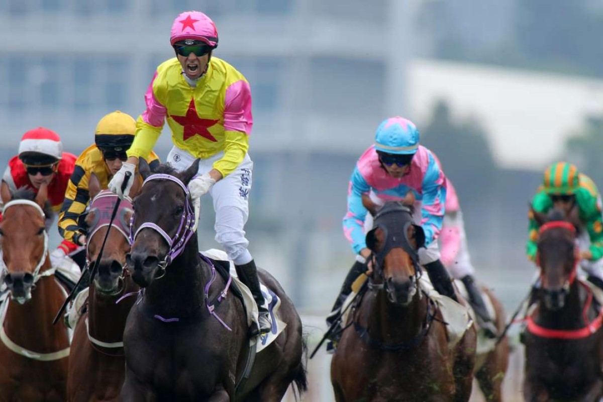 Joao Moreira screams in delight as Racing Supernova wins the Panasonic Cup. Photos: Kenneth Chan