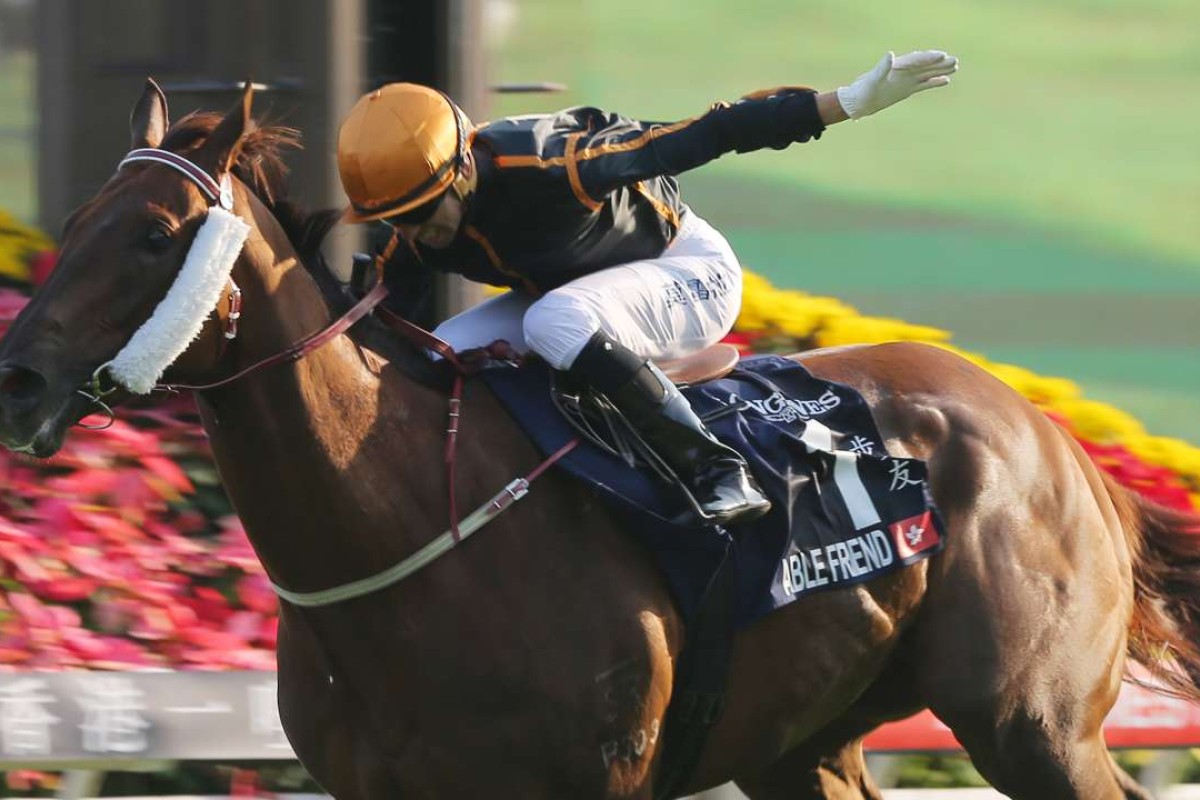 Able Friend wins the 2014 Hong Kong Mile. Photos: Kenneth Chan