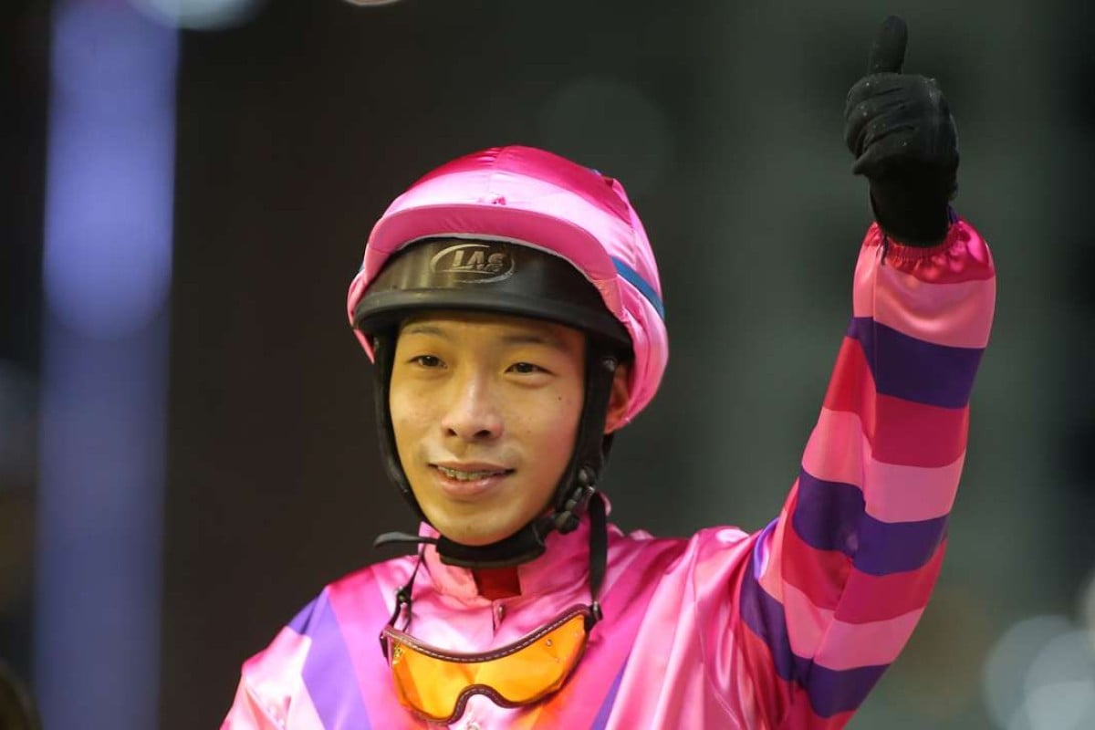 Ben So celebrates after Sunny Win’s victory at Happy Valley. Photos: Kenneth Chan