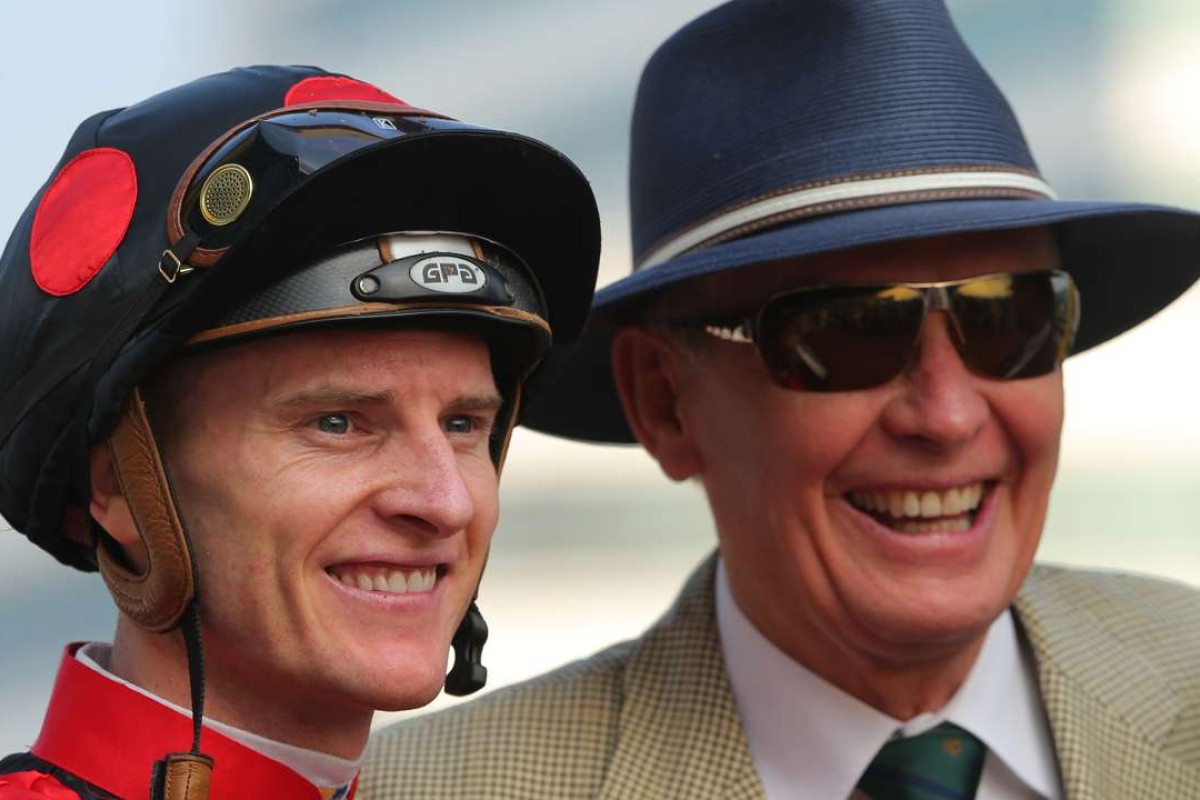 Zac Purton and trainer John Moore. Photos: Kenneth Chan
