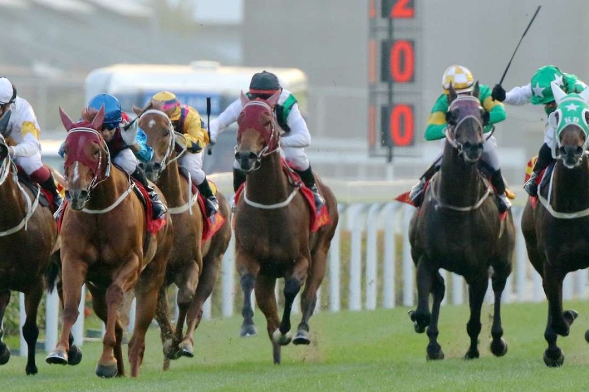 Race 9, Papper Dragon(left), ridden by Joao Moreira, won the Hong Kong Classic Mile((1600m) at Sha Tin on 22Jan17.