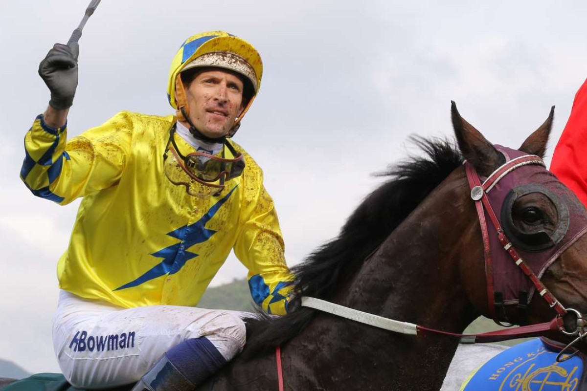 Hugh Bowman celebrates winning the 2016 QE II Cup aboard Werther. Photos: Kenneth Chan