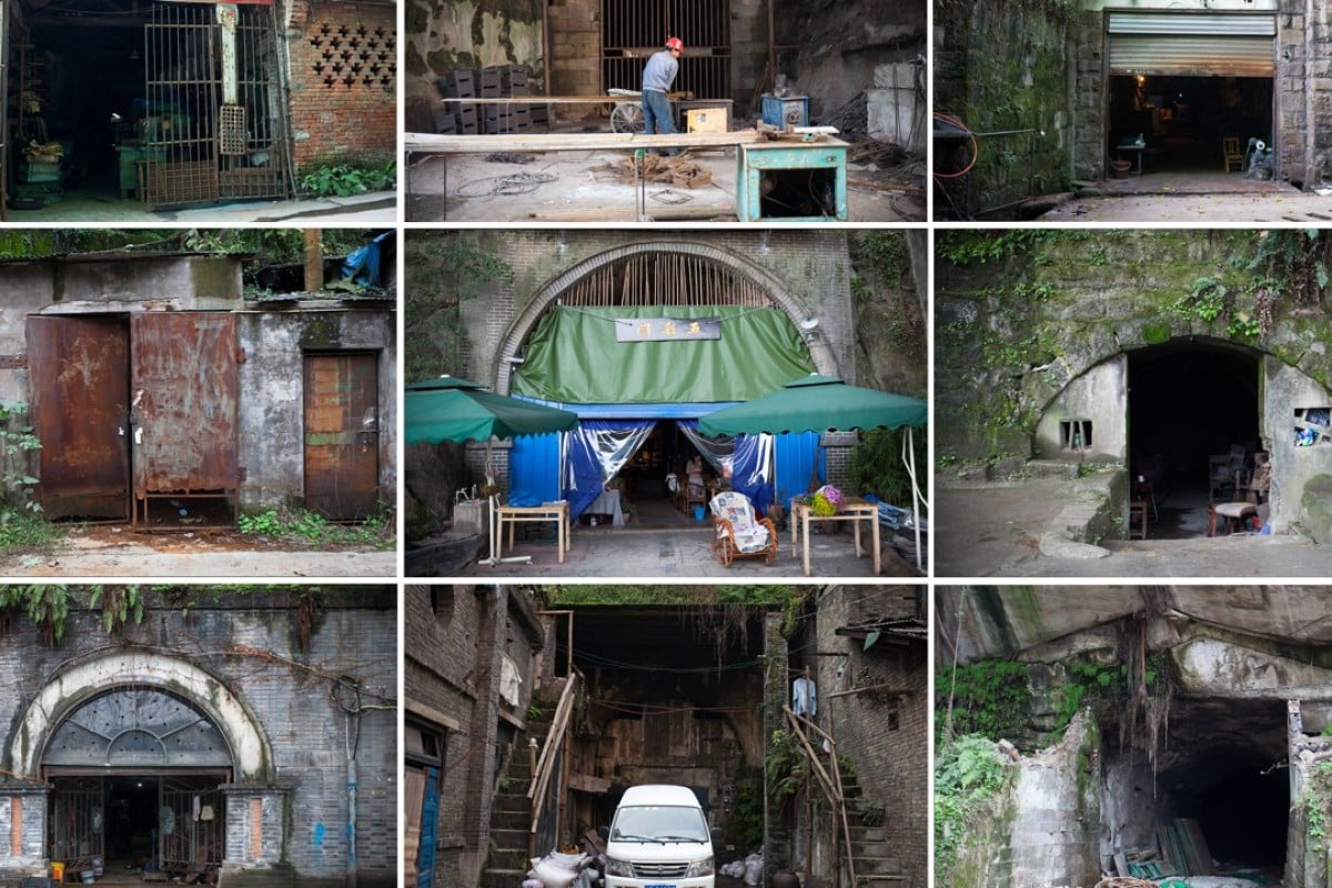 Underground economy wartime bomb shelters of Chongqing repurposed for