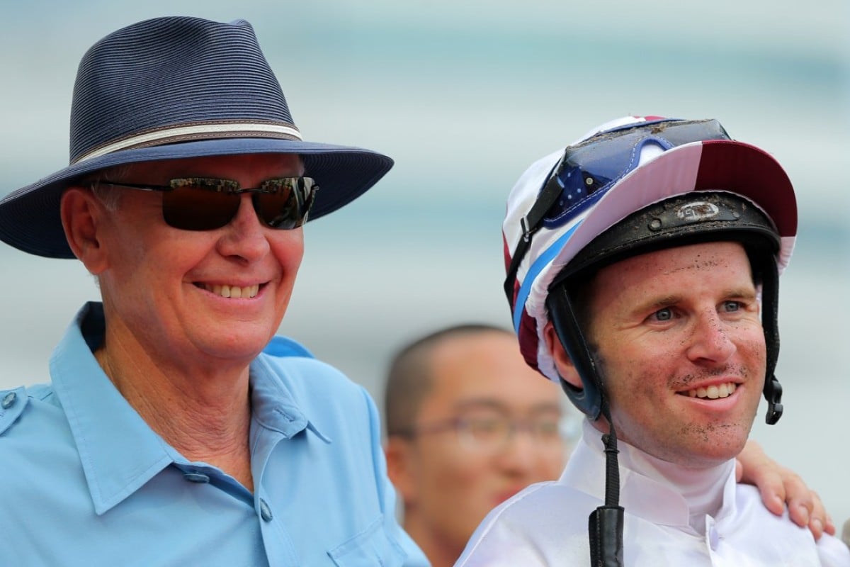 John Moore and Tommy Berry are all smiles after Hair Trigger’s win. Photos: Kenneth Chan