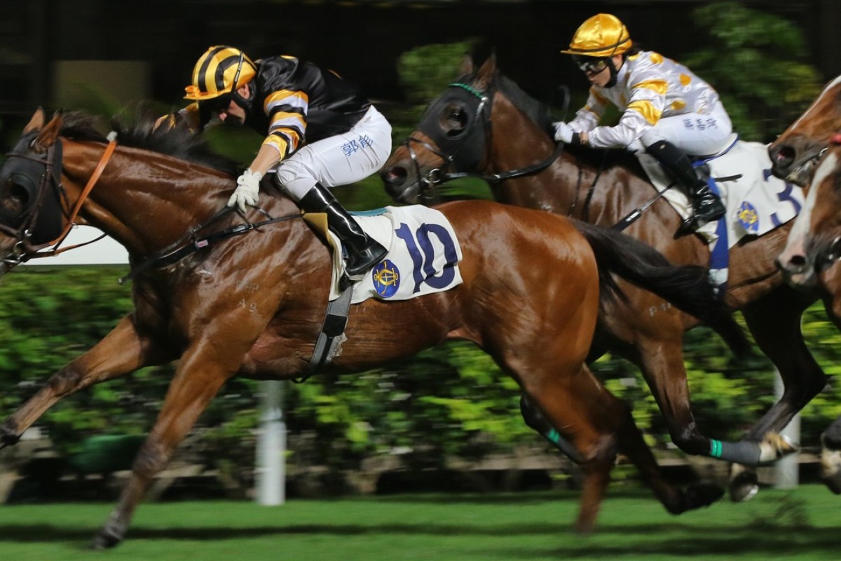 Neil Callan pushes out Powermax to win at Happy Valley in May. Photos: Kenneth Chan