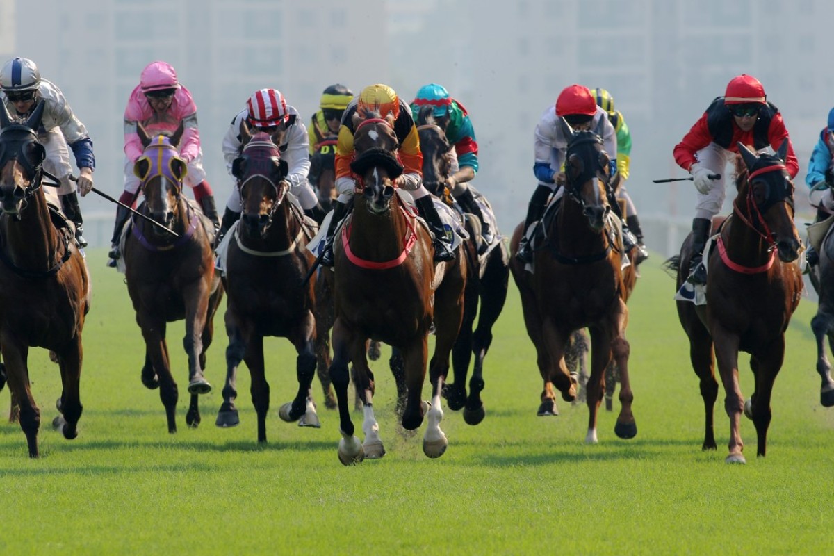 Joao Moreira leaves the rest of the field in his wake as Premiere (middle) wins at Sha Tin on Saturday. Photos: Kenneth Chan