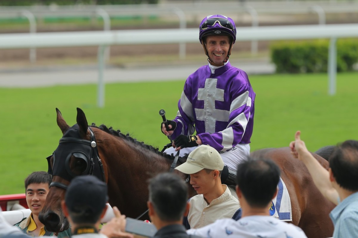 Nash Rawiller is all smiles after recording his 100th Hong Kong winner with Strathclyde on Saturday. Photos: Kenneth Chan