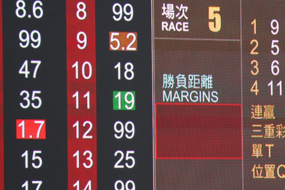 The tote board from race five at Sha Tin on Saturday. Photos: Kenneth Chan