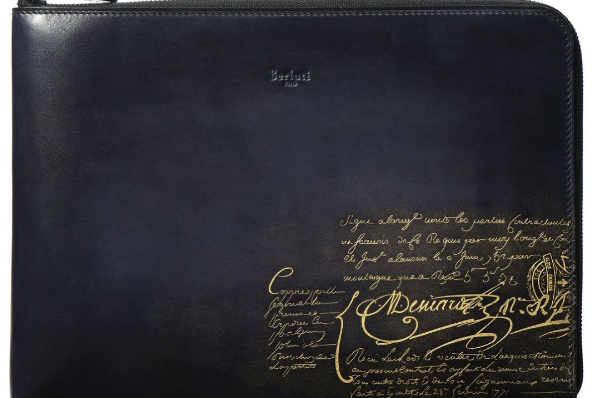 Berluti’s Nino GM Scritto with gold patina