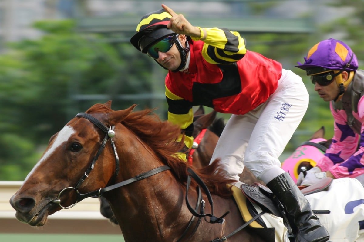 Brett Prebble and Lucky Bubbles win the Premier Bowl at Sha Tin in October 2016. Photo: Kenneth Chan