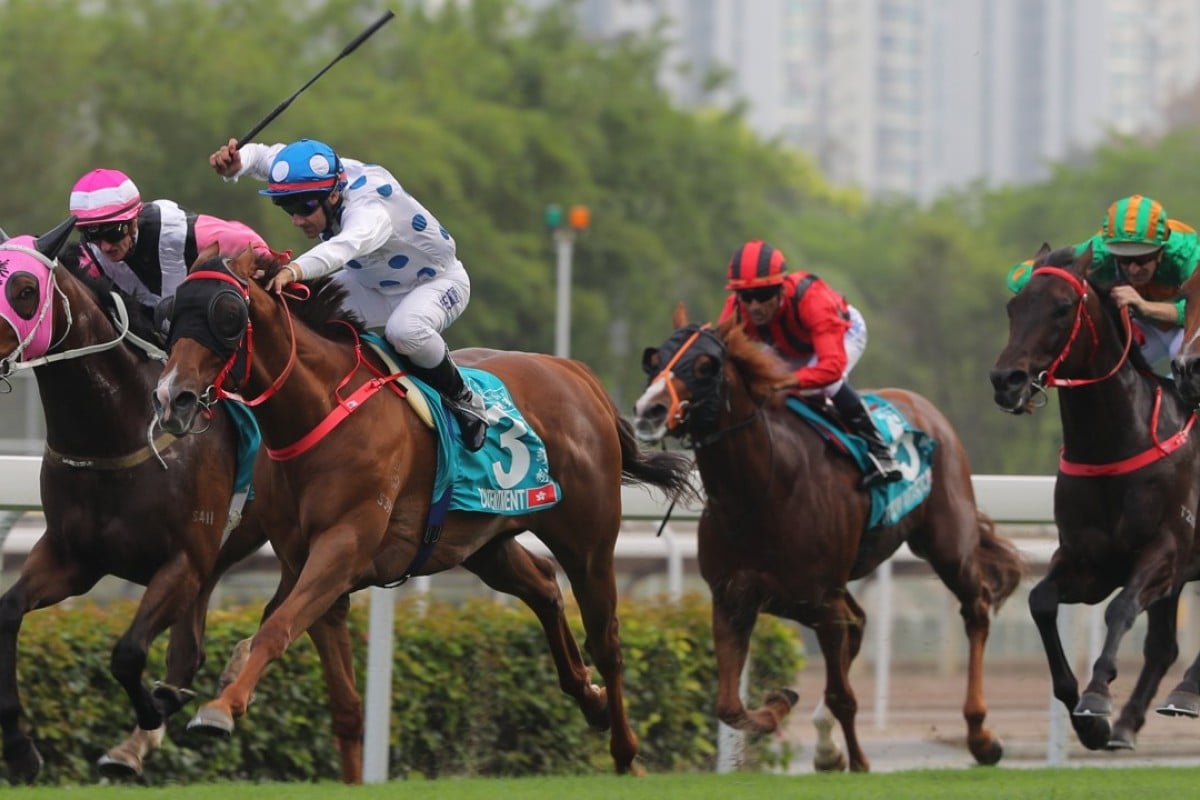 Contentment wins the Group One Champions Mile in 2017. Photos: Kenneth Chan