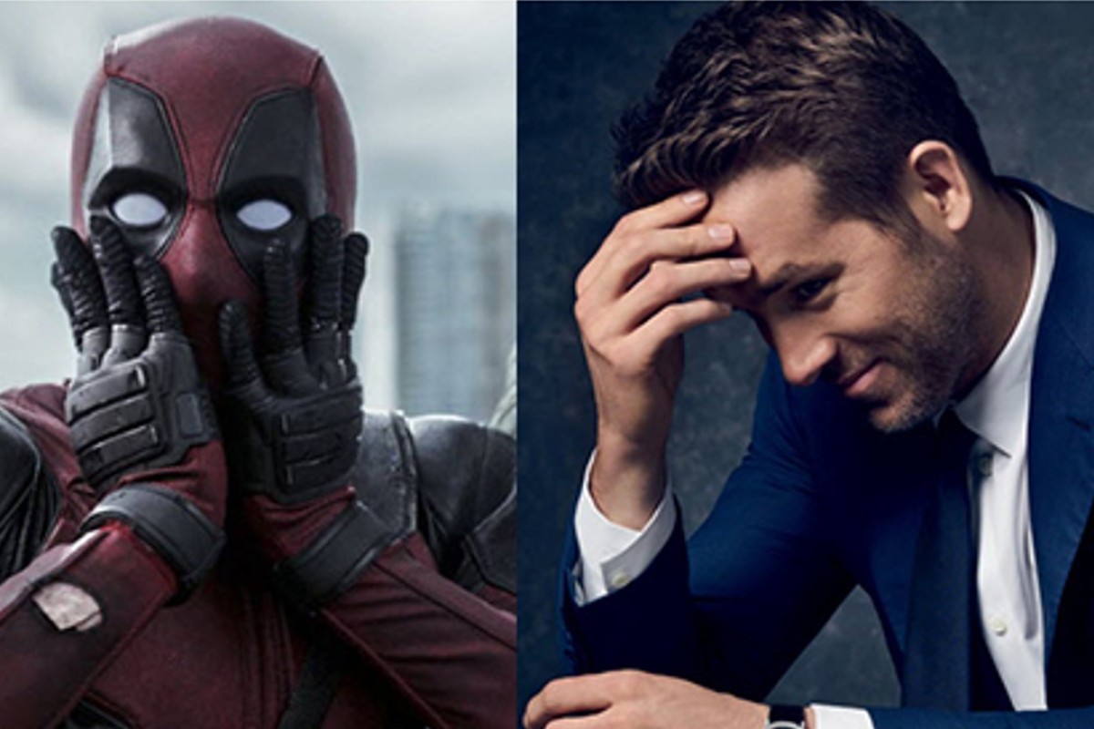 Superhero Deadpool Left And Actor Ryan Reynolds Who Plays Him In Deadpool Superhero Deadpool Left And Actor Ryan Reynolds Who Plays Him In Deadpool