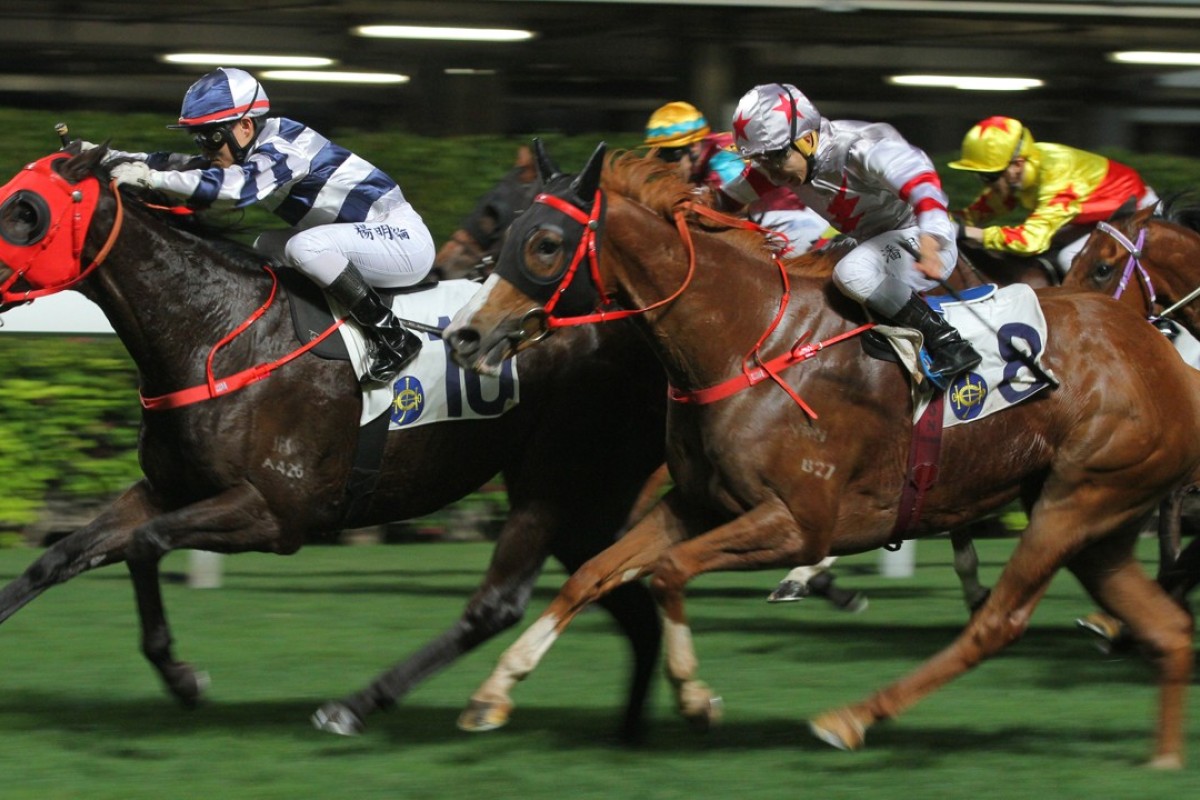 Split Of A Second (right) finishes second to Clear Choice at Happy Valley in April. Photos: Kenneth Chan