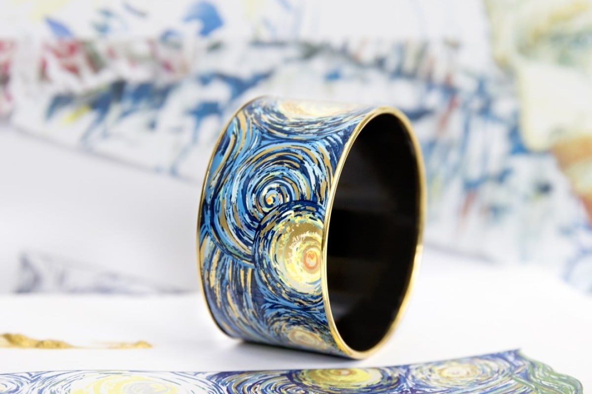 Dutch Painter Van Gogh Inspires Freywille S New Enamel Jewellery A Bangle Inspired By Vincent Van Gogh S The Starry Night Which Forms