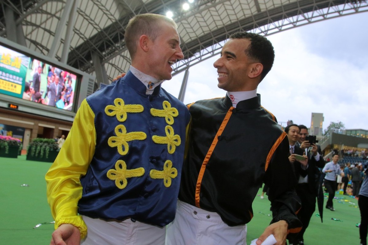 Jockeys Zac Purton and Joao Moreira. Photos: Kenneth Chan