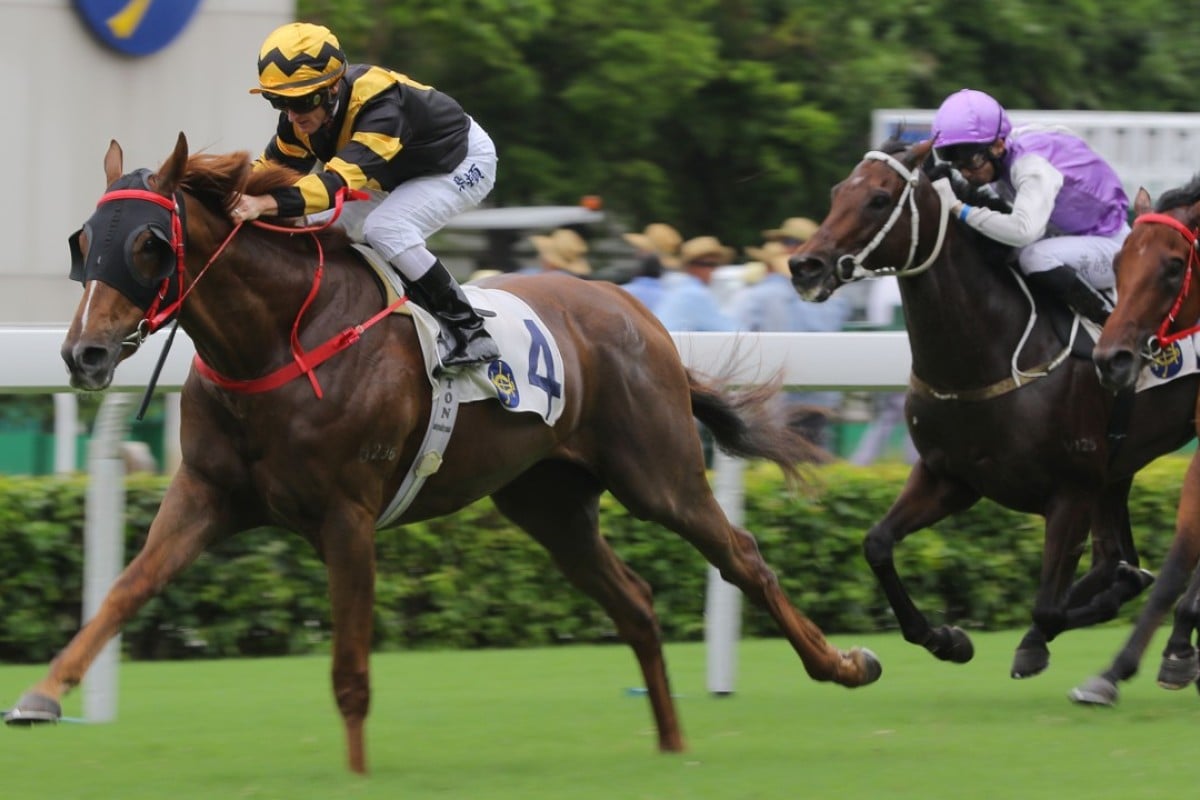 Glorious Forever races away to smash the Sha Tin track record with Zac Purton riding last season. Photos: Kenneth Chan