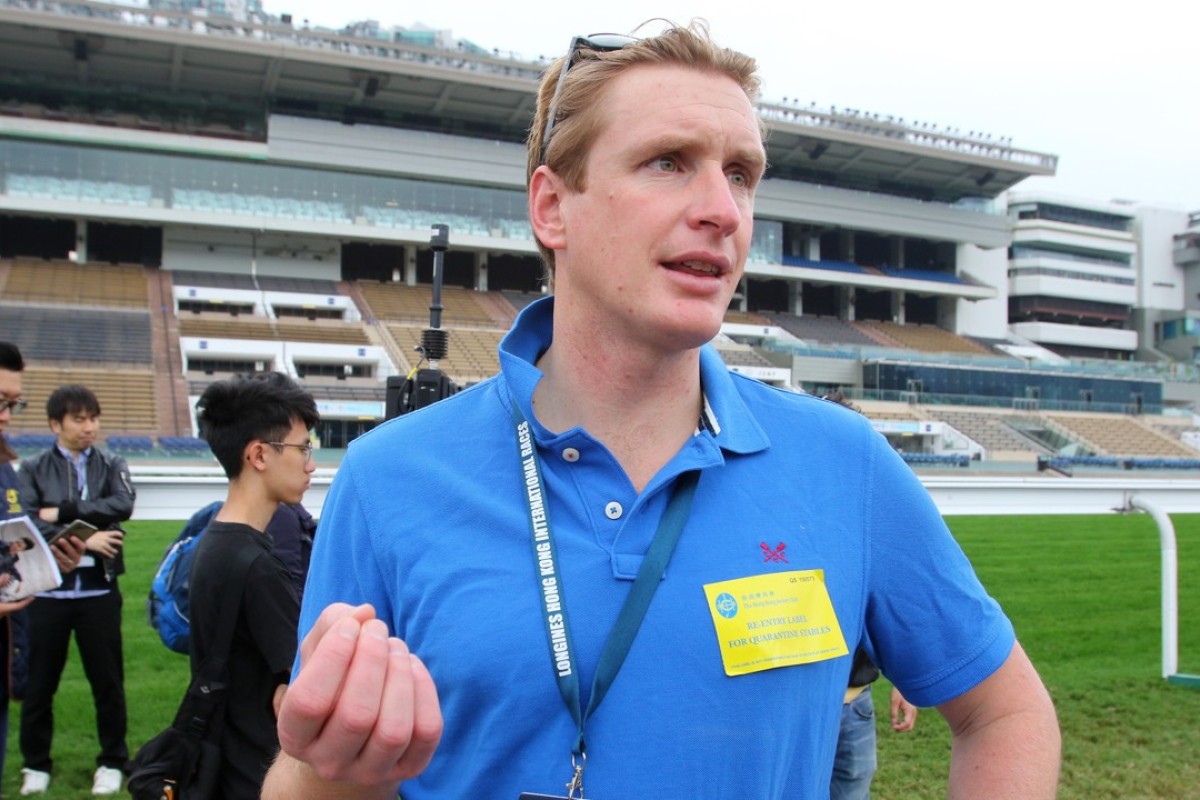 Trainer Ed Walker talks to the media at Sha Tin. Photos: Kenneth Chan