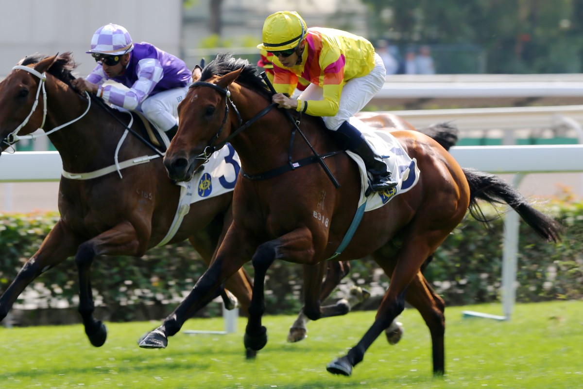 Vincent Ho guides Ho Ho Khan to victory at Sha Tin on Sunday. Photos: Kenneth Chan