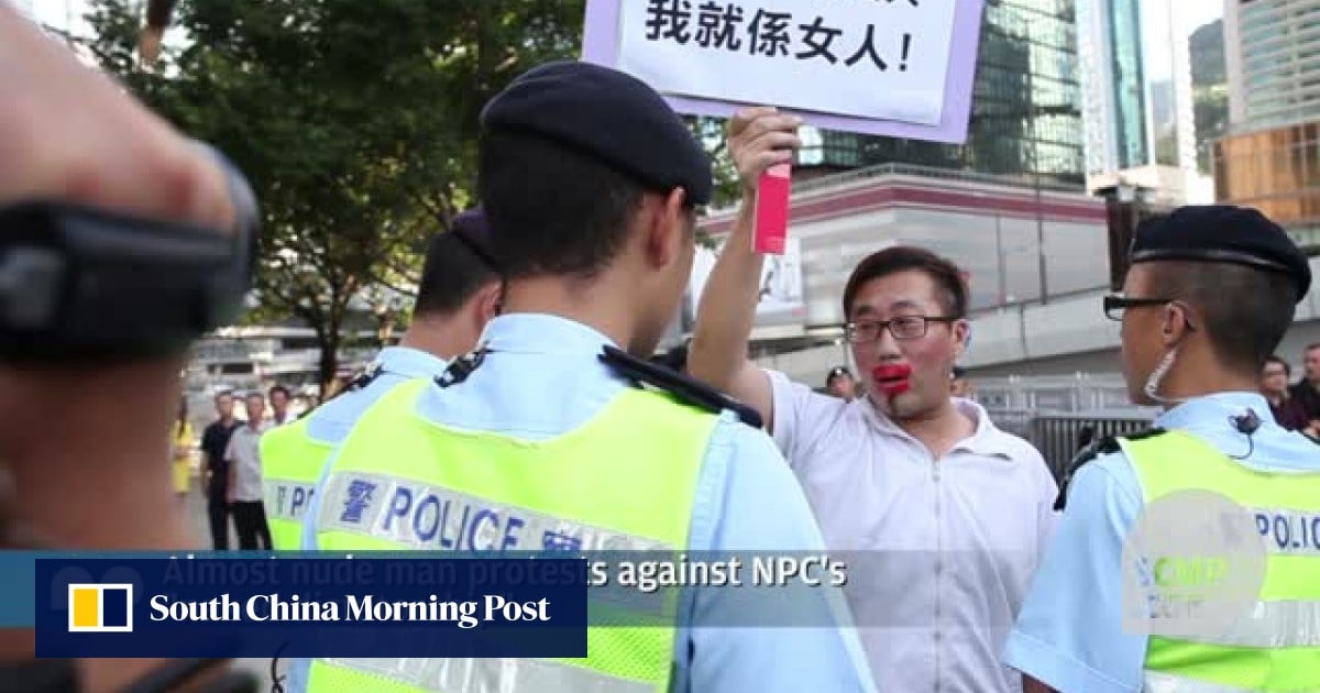 Almost nude man protests against NPC's "naked dictatorship" | South China Morning Post